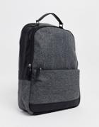 Asos Design Backpack In Charcoal Melton And Silver Zips