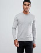 Armani Exchange Crew Neck Cashmere-mix Chest Logo Sweater In Gray - Gray