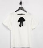 Vero Moda Curve Puff Sleeve T-shirt With Black Bow In White
