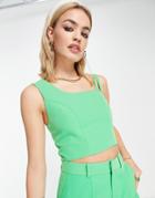 Extro & Vert Asymmetric Crop Top In Bold Green