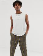 Asos Design Cropped Tank In Pique In Gray-green
