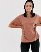 Asos Design Super Oversized T-shirt With Seam Detail In Brown