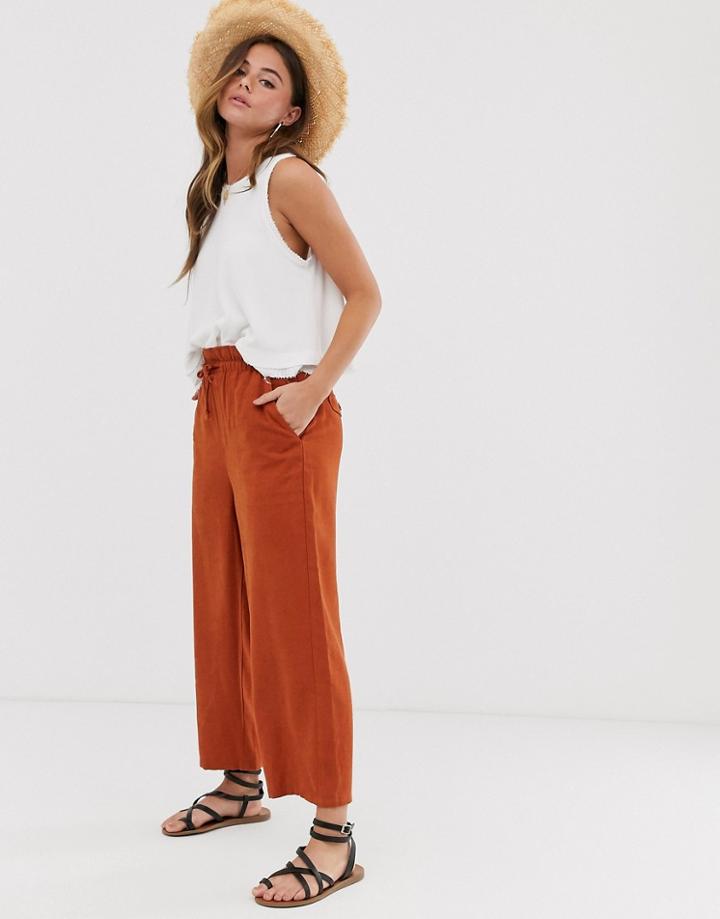 Miss Selfridge Paperbag Waist Pants In Rust-orange