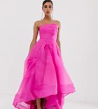 Bariano Full Maxi Dress With Organza Bust Detail In Fuchsia-pink