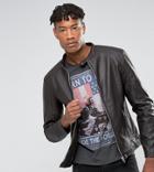 Barneys Originals Tall Faux Leather Biker Jacket-brown