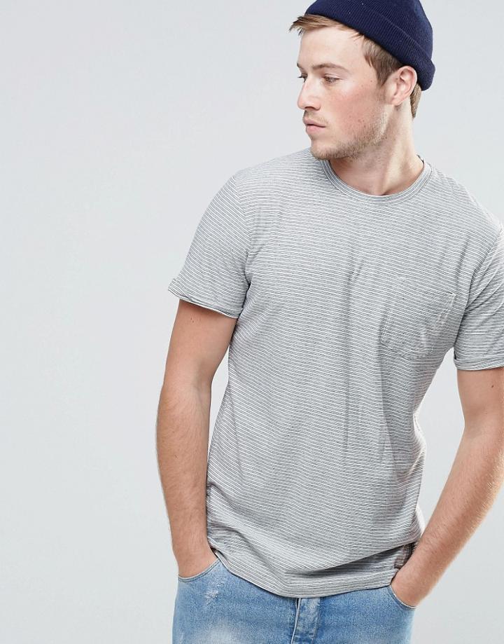 Brave Soul Fine Stripe T-shirt - Beige