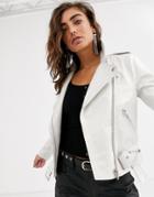 Object Leather Jacket In Cream