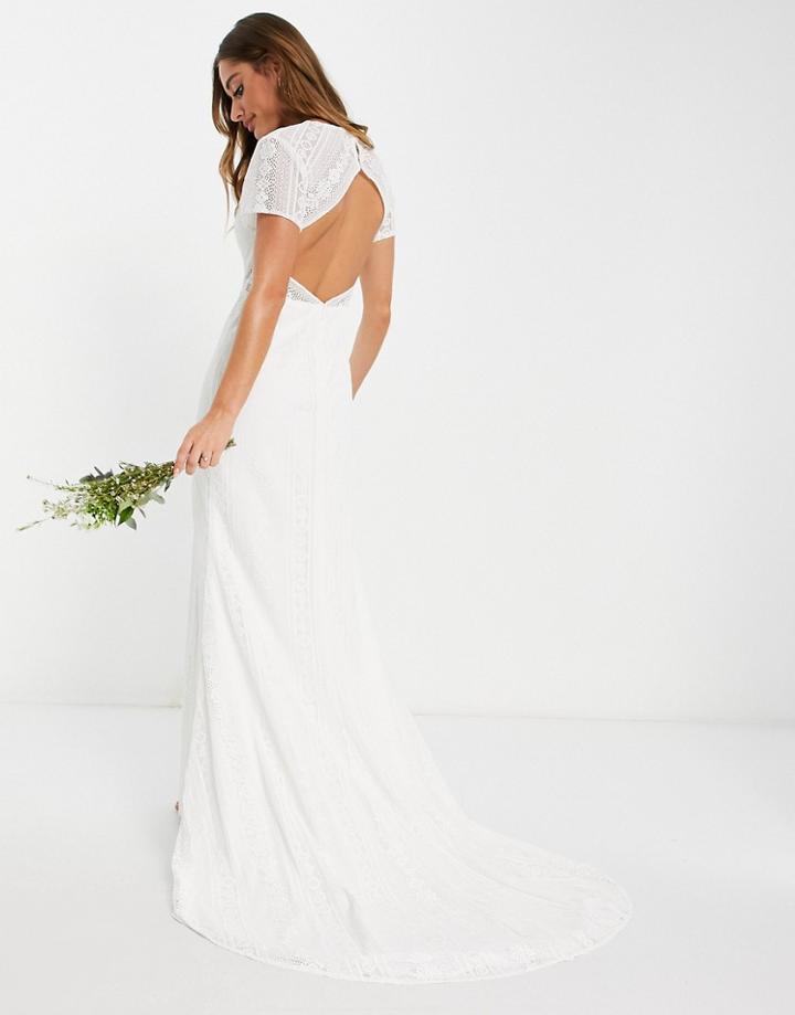 Y.a.s Bridal Cut Out Dress With Full Bodice And Train In White