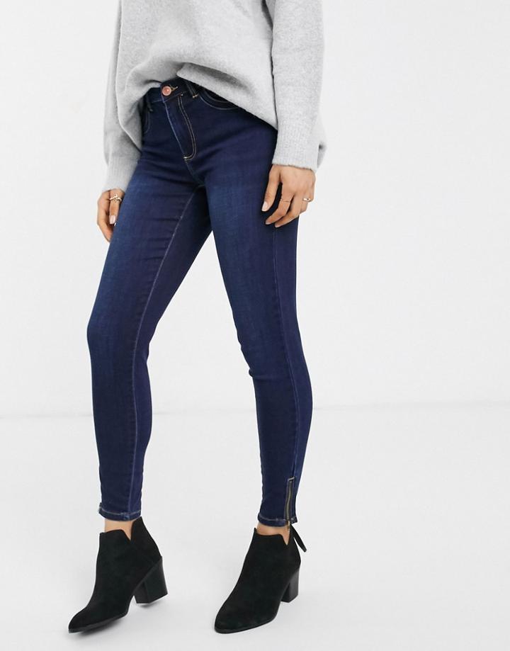 Pieces Jamie High Waist Ankle Grazer Skinny Jeans-blue