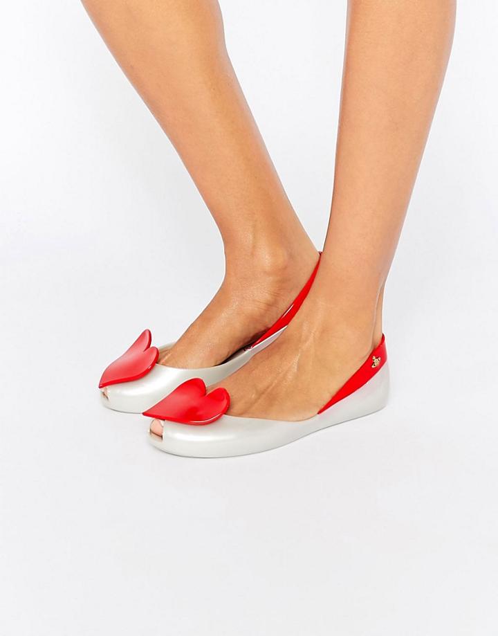 Vivienne Westwood For Melissa Heart Flat Shoes - Cream