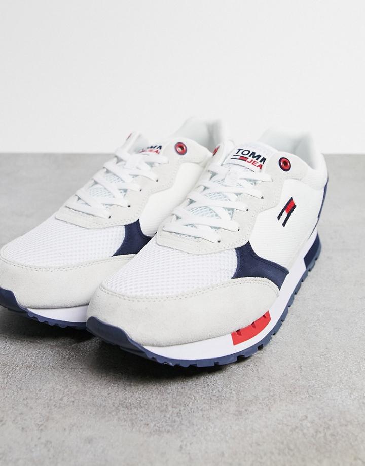 Tommy Jeans Runner Sneakers With Flag Logo In White