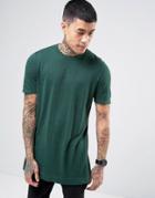 Asos Longline Knitted T-shirt In Petrol Blue - Green