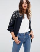 Asos Embellished Trophy Bomber - Navy