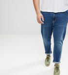 Asos Plus Tapered Jeans In Dark Wash - Blue