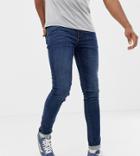 Asos Design Tall Super Skinny Jeans In Dark Wash - Blue