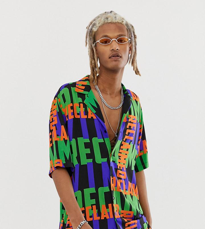 Reclaimed Vintage Revere Shirt With Repeat Logo - Black