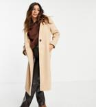 Miss Selfridge Petite Maxi Coat In Camel-neutral