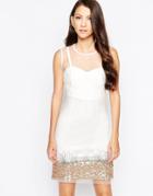 Ashley Roberts For Key Collections Mist Dress With Sequin Trim - White