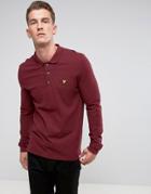 Lyle & Scott Long Sleeve Logo Polo Shirt Burgundy - Red