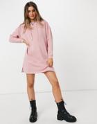 Pieces Mini Hoodie Sweat Dress In Pink