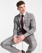 Selected Homme Slim Suit Jacket In Light Gray Check