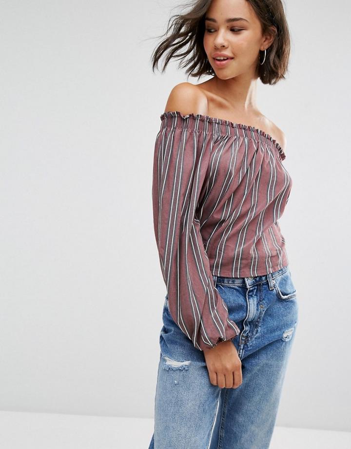 Pull & Bear Stripe Bardot Blouse - Multi