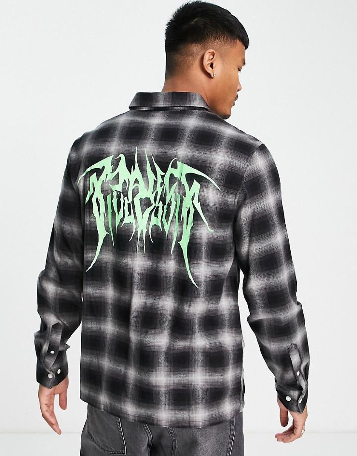 Weekday Check Back Print Shirt In Black