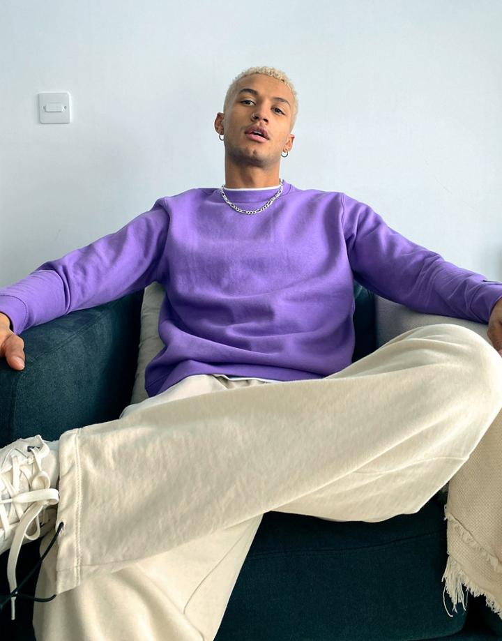 Pull & Bear Basic Sweatshirt In Violet-purple