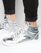 Asos Hi-top Sneakers In Silver With Panels - Silver