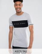 Asos Tall Muscle T-shirt With Text Printed Panel - Gray