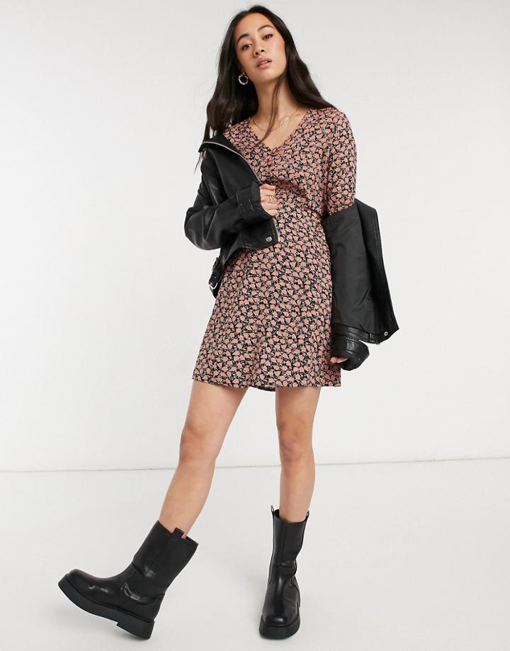 Vero Moda Tea Dress With V Neck In Mixed Micro Floral-multi