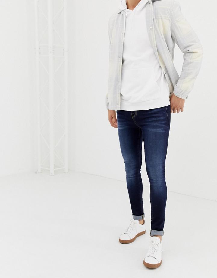 Ldn Dnm Extreme Skinny Fit Jeans In Dark Indigo Wash - Blue