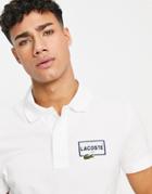 Lacoste Pique Polo With Chest Badge Logo In White