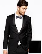 Asos Slim Fit Tuxedo Suit Jacket In 100% Wool - Black