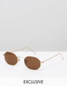 Reclaimed Vintage Inspired Square Retro Sunglasses - Gold