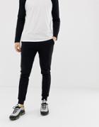 Asos Design Skinny Ribbed Sweatpants In Black - Black