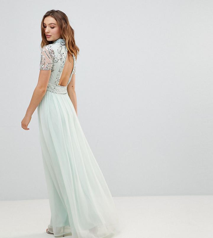 Frock And Frill Premium Embellished Top Maxi Dress - Blue