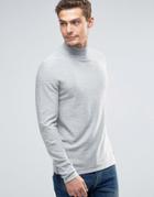 Esprit Turtle Neck Jumper With Open Hem - Gray