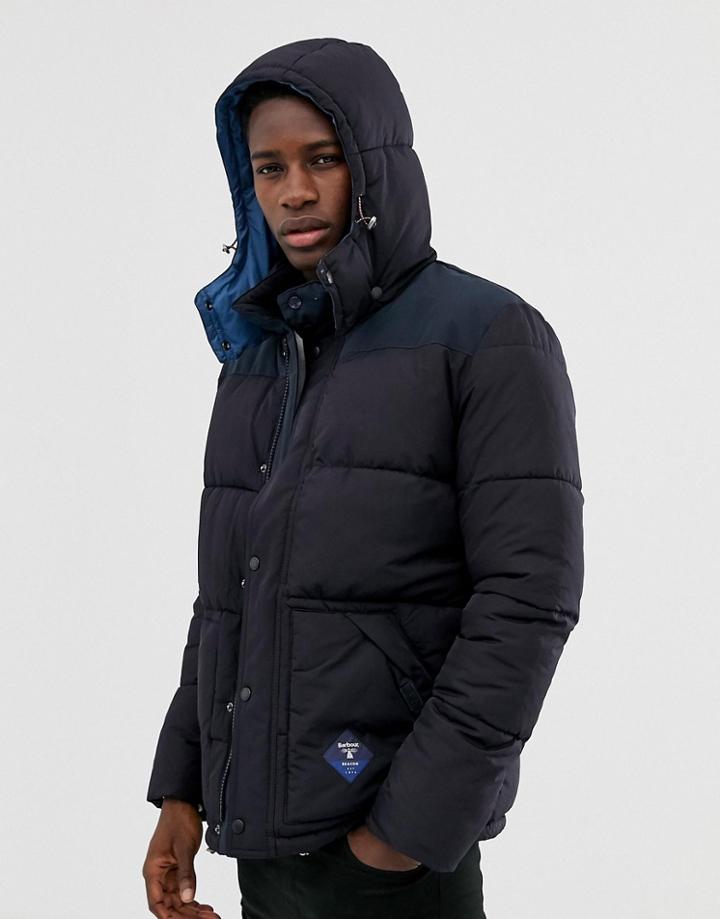 Barbour Beacon Mill Hooded Padded Jacket In Navy