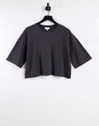 Topshop Washed Boxy T-shirt In Charcoal-grey
