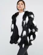 Little Mistress Ombre Faux Fur Coat - Gray