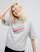 Cheap Monday Short Sleeve Raw Hem Sweat - Gray