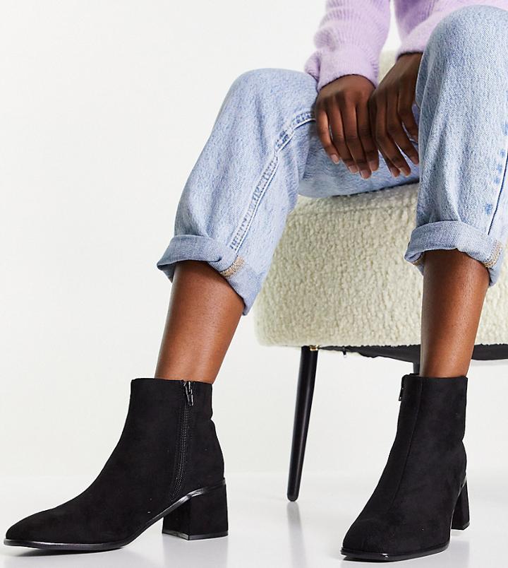 Simply Be Wide Fit Heeled Ankle Boot In Black