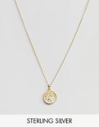 Asos Design Sterling Silver St Christopher Necklace With Gold Plating - Gold