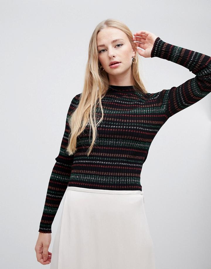 Gestuz Multa Glitter Stripe Pullover - Multi