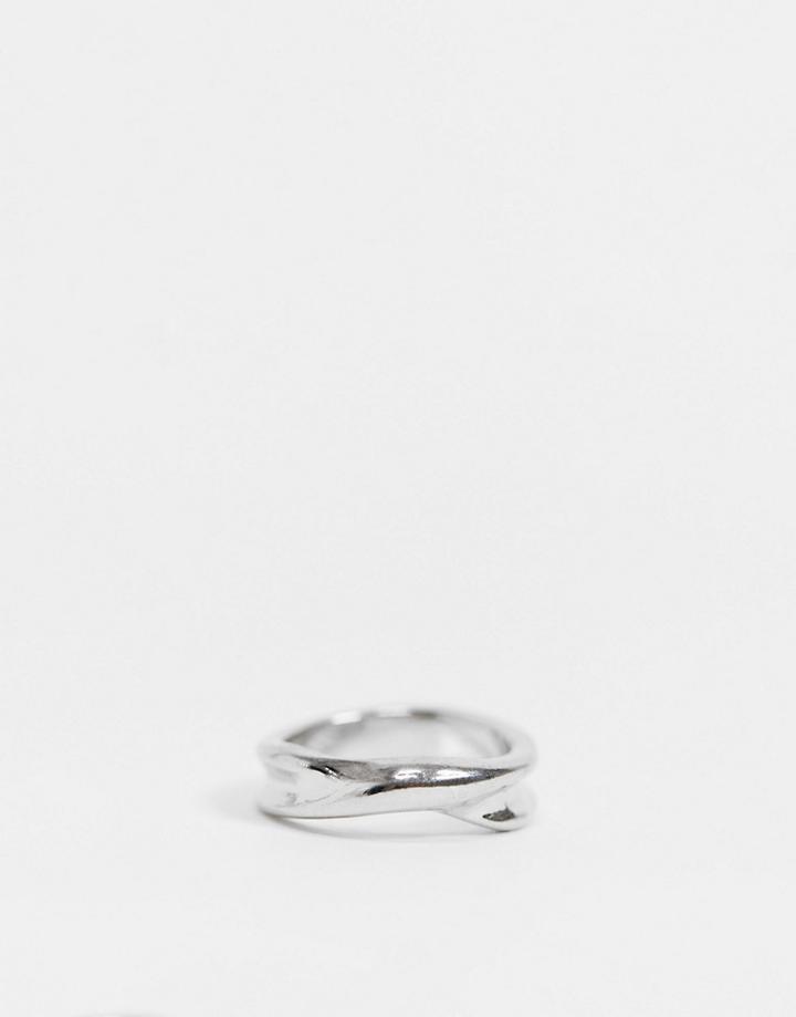Asos Design Ring In Abstract Design In Silver Tone