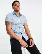 Asos Design Skinny Fit Shirt In Dusty Blue-blues