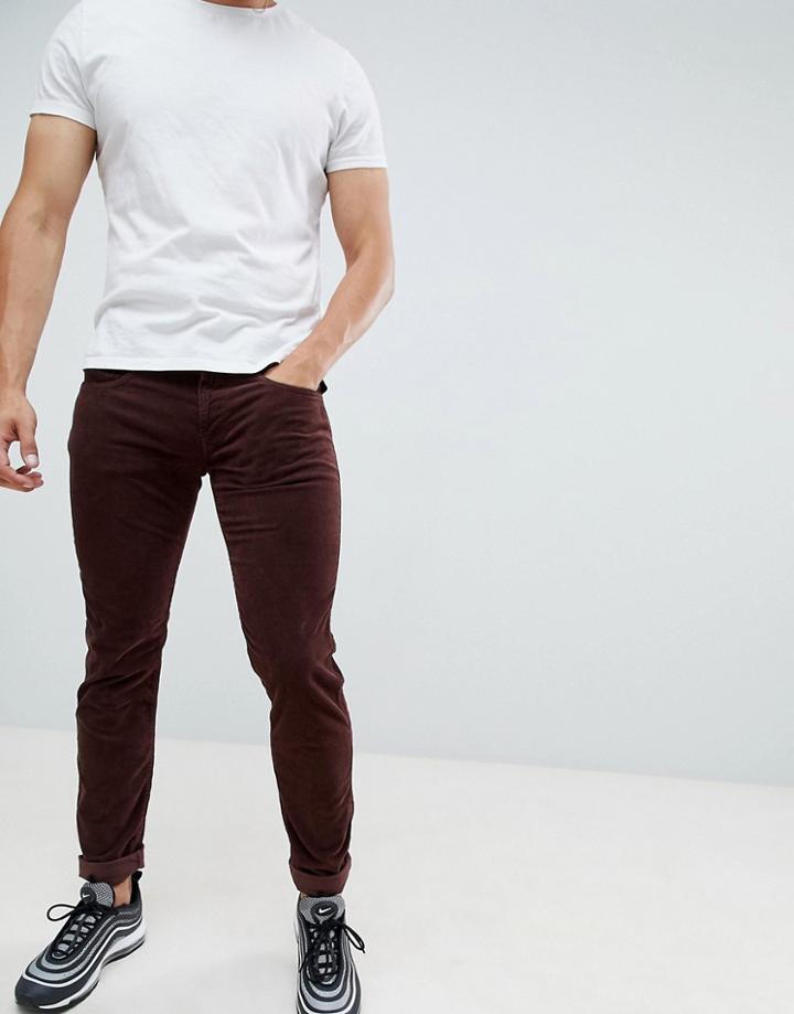 Replay Anbass Slim Stretch Corduroy Jeans Burgundy - Red