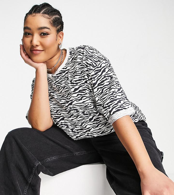 Native Youth Plus Relaxed T-shirt In Washed Zebra-multi