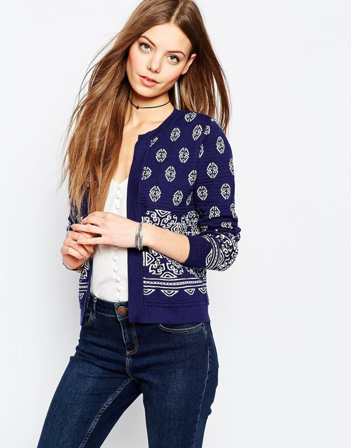Asos Cardigan In Boxy Shape With Peruvian Pattern - Multi